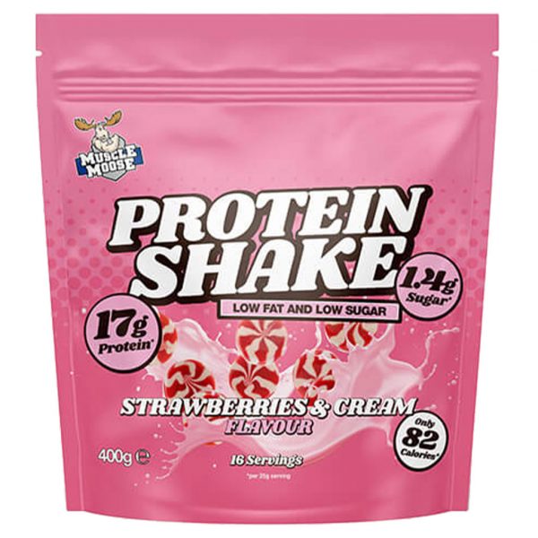Muscle Moose protein shake strawberries and cream